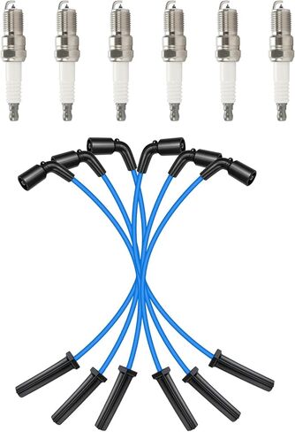 671-6064 Iridium Spark Plugs Wire Set RC-GMX086 Compatible with Pontiac Bonneville Buick Lesabre Lucerne Park Avenue Oldsmobile 88 LSS, Set of 6 in Saudi Arabia