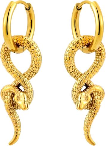 Dark Style Serpentine Earrings, made of stainless steel material, with a unique and cool personality, suitable for trendy parties and daily life in Saudi Arabia