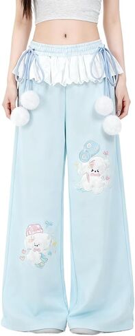 النساء Y2k Kawaii ثلاثية الأبعاد أفخم جرو التطريز Sweatpants Harajuku Cutecore الدانتيل تقليم ربطة القوس فيونكة فضفاض عادية بنطال ذو قصة أرجل واسعة in Kuwait
