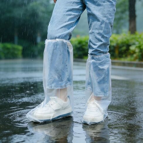 10Pairs Waterproof Shoe Covers, Shoe Covers for Rain, Disposable Plastic Rain Shoe Covers for Men and Women Non-Slip Soles, Slip-On Outdoor Overshoes for, Dog Walking Wet Weather, Commuting(Clear) in Saudi Arabia