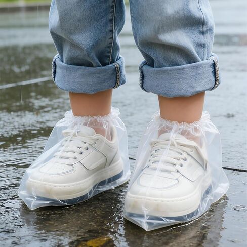 10Pairs Waterproof Shoe Covers, Shoe Covers for Rain, Disposable Plastic Rain Shoe Covers for Men and Women Non-Slip Soles, Slip-On Outdoor Overshoes for, Dog Walking Wet Weather, Commuting(Clear) in Saudi Arabia