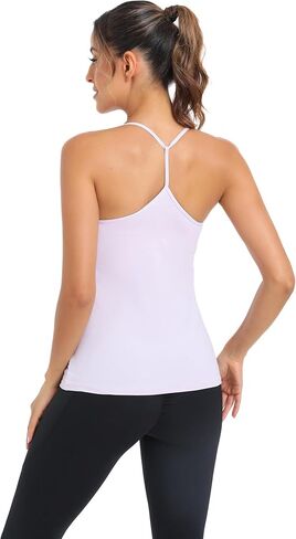 Yoga Tank Tops for Women Built in Shelf Bra Strappy Back Activewear Workout Compression Tops in Saudi Arabia