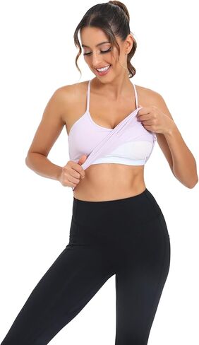 Yoga Tank Tops for Women Built in Shelf Bra Strappy Back Activewear Workout Compression Tops in Saudi Arabia