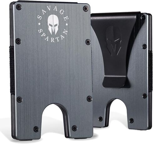 SAVAGE SPARTAN-Rugged Minimalist Credit Card Holder Carbon Fiber Slim Tactical Front Pocket Wallet for Men with Metal Money Clip in Saudi Arabia