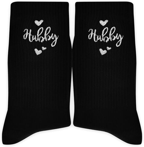 Hubby Embroidered Socks – Husband Gifts for Wedding, Anniversary, Birthday, Valentine’s Day, Christmas, Newlywed, etc.(042) in Saudi Arabia