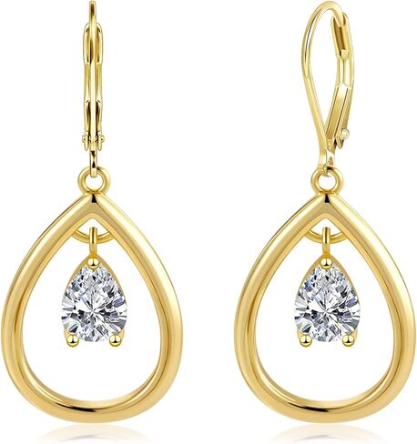 925 Sterling Silver 14K Gold Plated Teardrop Dangle Earrings for Women, ALEXCRAFT Hypoallergenic Silver Teardrop Earrings Drop Hammered Dangling Earring Leverback Dangly Earings in Saudi Arabia
