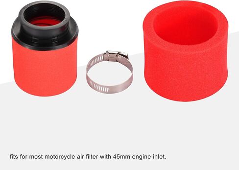 GOOFIT 45 مم/1.77 بوصة استبدال منظف فلتر الهواء ذو ​​الأداء المزدوج باللون الأحمر لـ 50cc 90cc 110cc 125cc 140cc 150cc 200cc 250cc GY6 دراجة نارية ATV سكوتر رباعية Go Kart Moped Pit Dirt Racing Bike in Saudi Arabia