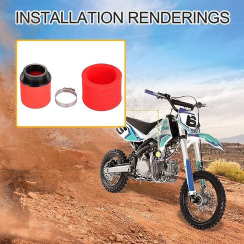 GOOFIT 45 مم/1.77 بوصة استبدال منظف فلتر الهواء ذو ​​الأداء المزدوج باللون الأحمر لـ 50cc 90cc 110cc 125cc 140cc 150cc 200cc 250cc GY6 دراجة نارية ATV سكوتر رباعية Go Kart Moped Pit Dirt Racing Bike in Saudi Arabia