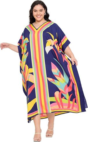 فساتين قفطان من Gypsie Blu للنساء من البوليستر مقاس كبير بدلة استحمام Moo Moos لتغطية قفطان BeachDress Resort Lounge Outfit in Kuwait