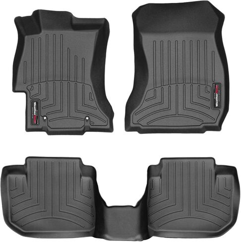 WeatherTech Custom Fit FloorLiners for Subaru Crosstrek, WRX, WRX STi, Impreza, XV Crosstrek - 1st & 2nd Row (44439-1-2), Black in Saudi Arabia
