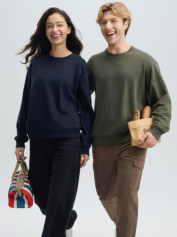 Crewneck Sweatshirt V-Stitch Midweight French Terry 10.6 oz. Cotton Blend Comfy Pullover for Men Women Unisex in Saudi Arabia