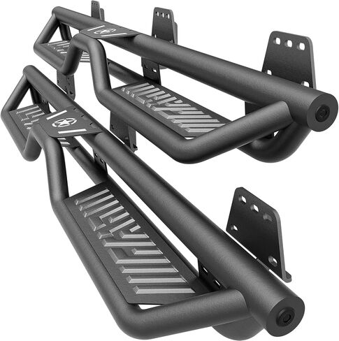 ثلاث خطوات مرتفعة للجري، خطوات جانبية متوافقة مع 2019-2025 دودج رام 1500 كرو كاب، تصميم جديد للجسم، قضبان خطوة مثبتة بمسامير، تصميم من الصلب شديد التحمل بدرجين (أسود) in Kuwait