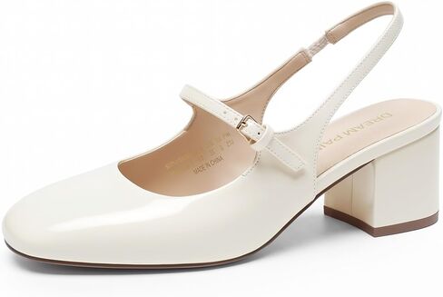 حلم أزواج المرأة ماري جين منخفضة حذاء بكعب سميك Slingback مغلق ساحة تو فستان أحذية الزفاف حفلة العمل مكتب مضخات الأحذية in Saudi Arabia