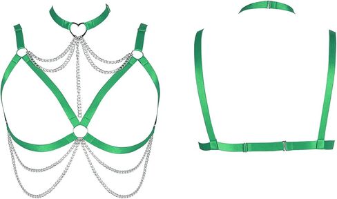 Women's Body Harness Bra Plus Size Hollow Punk Metal Chain Bra Gothic Carnival Christmas Halloween Party Dance Costume in Saudi Arabia