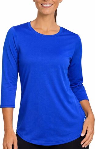 تي شيرت نسائي من Arctic Cool بأكمام 3/4 ورقبة واسعة - قميص ممتص للرطوبة منشط بالعرق للطقس الحار والسفر in Kuwait