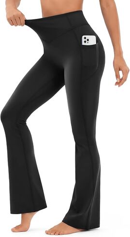 Scrunch Butt Flare Leggings with Pockets for Women High Waist Lifting Leggings No Front Seam Yoga Pants for Workout in Saudi Arabia