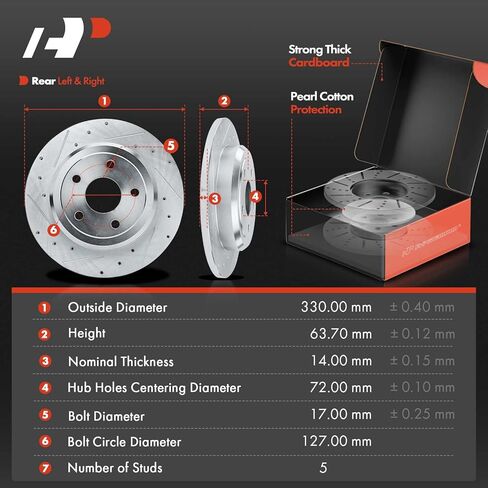 A-Premium Front and Rear Drilled and Slotted Disc Brake Rotors + Ceramic Pads Kit Compatible with Select Dodge and Jeep Models - Durango 2011-2020 3.6L, Grand Cherokee 2011-2018, 12-PC Set in Saudi Arabia