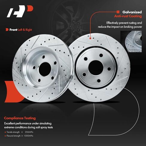 A-Premium Front and Rear Drilled and Slotted Disc Brake Rotors + Ceramic Pads Kit Compatible with Select Dodge and Jeep Models - Durango 2011-2020 3.6L, Grand Cherokee 2011-2018, 12-PC Set in Saudi Arabia