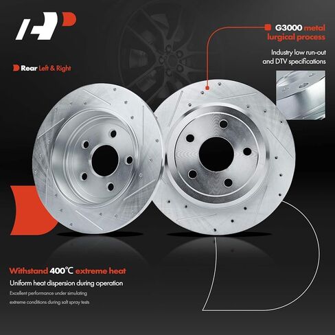 A-Premium Front and Rear Drilled and Slotted Disc Brake Rotors + Ceramic Pads Kit Compatible with Select Dodge and Jeep Models - Durango 2011-2020 3.6L, Grand Cherokee 2011-2018, 12-PC Set in Saudi Arabia