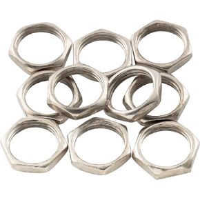 Musiclily Pro M12x0.75 Metric Guitar Input Output Jack Nuts for Metric Guitar Bass Cylinder Output Jack Sockets, Nickel (Set of 10)