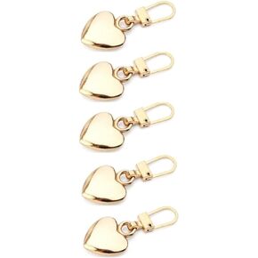 5Pcs Gold Heart Shaped Zipper Pull Replacement Metal Zipper Backpack Zippers Mend Fixer Repair for Coats Jackets Pants Luggage, Fasteners, Zipper Charms