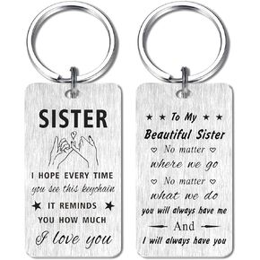 Mothers Day Gifts for Sister- Sister Birthday Keychain for Women- To My Sister Christmas Xmas Valentines