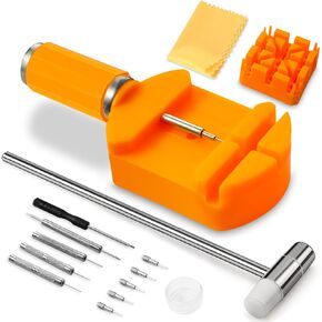 SIXCOLORS Watch Link Band Pin Removal Tool Kit, Professional Watch Repair Tool Kit Suitable for Watch Band Adjustment, Replacement with Spring Bar Tool, Small Hammer, Used to Adjust Bracelets, Straps
