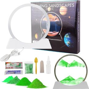 Moving Sand Art Picture in Motion DIY Kit, Round Glass 3D Deep Sea Sandscapes with Display Flowing Sand Frame for Relaxing Desktop Home Office Work Décor, Making kit for kids adults(Purple,12inch)