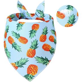 Dog Cooling Bandana Summer Large 1PCS, Lightweight Quick Drying Poly-Blend, Triangle Scarfs Bibs, Light Blue with Pineapple, Adjustable Breed Handkerchief for Medium Large Dogs Puppies Gift