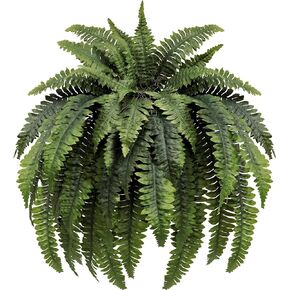 Large Artificial Ferns for Outdoor 51" Fake Boston Fern 42 Fronds Faux Ferns Plant Silk Greenery for Indoors Home Garden Porch Windowsill Decor (2 Stem)