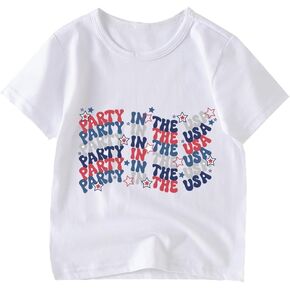 Boys 4th of July Shirt Girls Party in The USA Tees Toddler American Flag Independence Day Patriotic Kids Short Sleeve T-Shirt