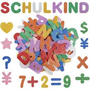 220PCS Foam Letters Numbers Stickers, 1.5" Glitter Alphabet Self-Adhesive Stickers for Kids Back to School Supplies