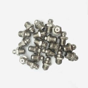 Hydraulic Grease Fitting Kit, 20Pcs M6(1/4") Male Thread Straight Zerk Grease Nipple Accessories, Silver Tone