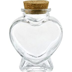 Homeford Heart Shaped Glass Jar Favor Bottle with Cork, 3-1/4-Inch