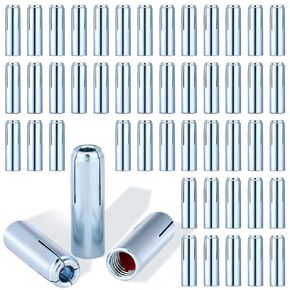 Blulu 50 Pcs 3/8"-16 Drop in Anchor Zinc Plated Inner Female Thread Expansion Anchor Drop in Anchors Expansion Screws Internal Forced Expansion Bolts for Solid Concrete