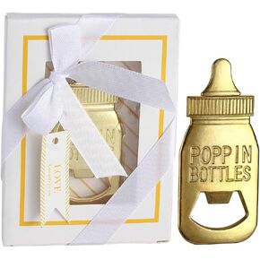 YFS 6 Pcs White Bottle Opener Baby Shower Return Gifts for Guest, Rose Gold Feeding Bottle Opener Wedding Favors ,Super cute Party Favors Gift