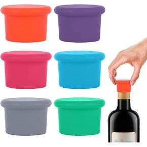 yiwoo wine cap,Silicone wine caps for bottles,Replace bottle stoppers,Wine Gifts-Wine Topper seal Reusable Bottle Caps (6 Pack)