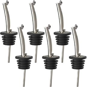 6 Pcs Liquor Pourers Stainless Steel oil spouts Bottle Pour Spouts with Covers for Oil, Wine, Vinegar and Liquid
