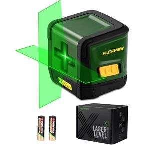ALEAPOW Self-Leveling Laser Level, 100ft Green Cross Line Laser, Compact and Lightweight, Horizontal&Vertical Line for DIY Application, Rotatable 360°, Battery Included,Class II (<1 mW max output)