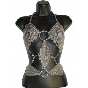Aluminium Wire Ring Chainmail Fancy Sexy Medieval Bra Top Queen Look Butted Chainmail Bra Top A