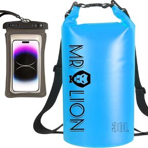 حقيبة جافة مقاومة للماء - حقيبة ظهر مقاومة للماء تحافظ على جفاف المعدات للتجديف بالكاياك والشاطئ وركوب القوارب والمشي لمسافات طويلة والتخييم وصيد الأسماك مع حافظة هاتف مقاومة للماء (رمادي 10 لتر) in Kuwait
