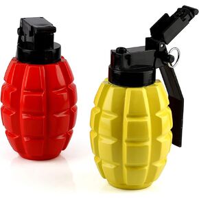 Caliber Gourmet Condiment Dispenser Set. Grenade Shape for BBQ Grill, Camping & Picnics, Ketchup Mustard Bundle Set, Red & Yellow, Home & Kitchen,Tactical Combat Design,Squeeze Bottles