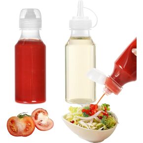 Condiment Squeeze Bottles, 8oz (250ml) BPA-Free Condiment Squeeze Bottles,Set of 2, Leak-Proof, Condiment Container, Mustard, Ketchup, Mayo, Oil, Vinegar (Clear) in Kuwait