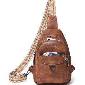 Sling Bag for Women Men Crossbody Belt Bag Small Travel Sling Backpack Anti Theft Chest Daypack Purse Faux Leather