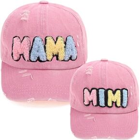 2 Piece Mama and Mini Baseball Caps, Adjustable Parent-Child Hat Set, Fun Designs Kids Hat