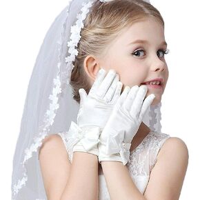 WISSBLUE Girls Veil First Communion And Gloves,For girls veil first communion