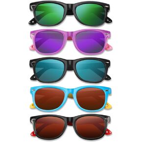 مجموعة من 5 نظارات شمسية مستقطبة للأطفال من azuza للبنات والأولاد، إطار من السيليكون TPEE للأطفال من سن 3 إلى 10 سنوات in Kuwait