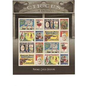 Vintage Circus Posters, Forever U.S. Postage Stamps, Sheet of 16