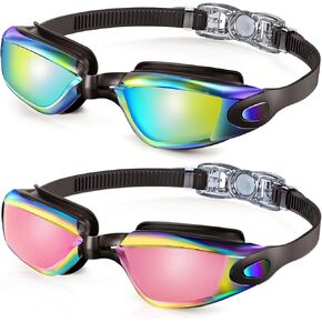 NSSIW Kids Swim Goggles Kids-Goggles-for-Swimming: Kids Goggles Anti Fog Youth Pool Goggles with UV400 2 Pack Ages 6-14