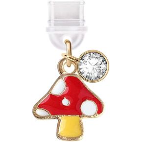 ELISE & FONDA TP251 Type-C USB Charging Port Anti Dust Plug Tiny Mushroom Cell Phone Charm for Samsung/Huawei/OnePlus/Xiaomi/oppo Android Phones (Red)